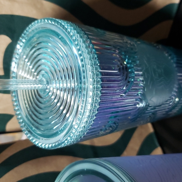 NWT Set of 2 Starbucks Aqua colored Mermaid Tail Tumblers 24 oz. - Picture 3 of 8